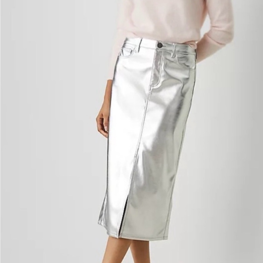 LOFT Silver Pencil Skirt